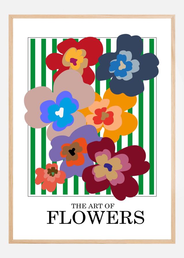 The Art Of Flowers Green Stripe Poster