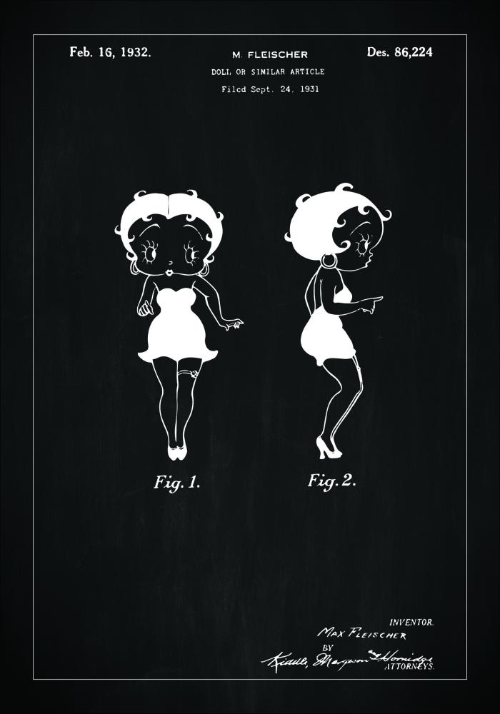 Schiță - Betty Boop - Negru Poster