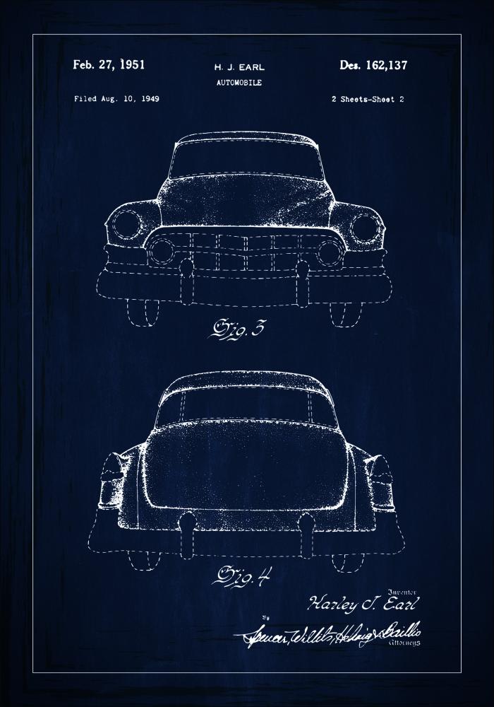 Schiță - Cadillac II - Albastru Poster