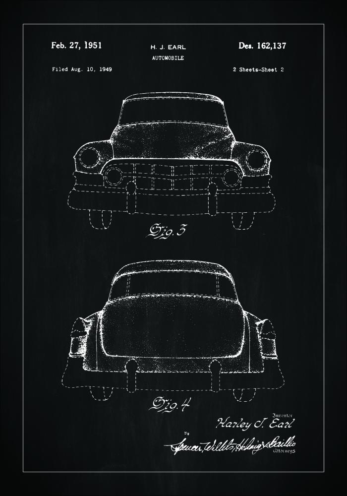 Schiță - Cadillac II - Negru Poster