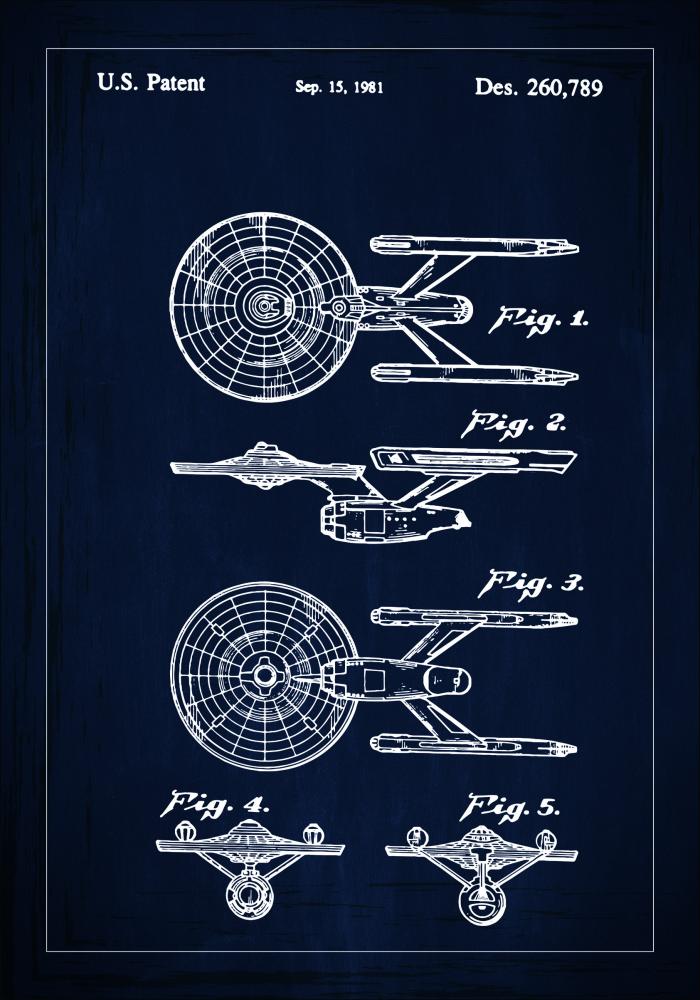 Schiță - Star Trek - USS Enterprise - Albastru Poster