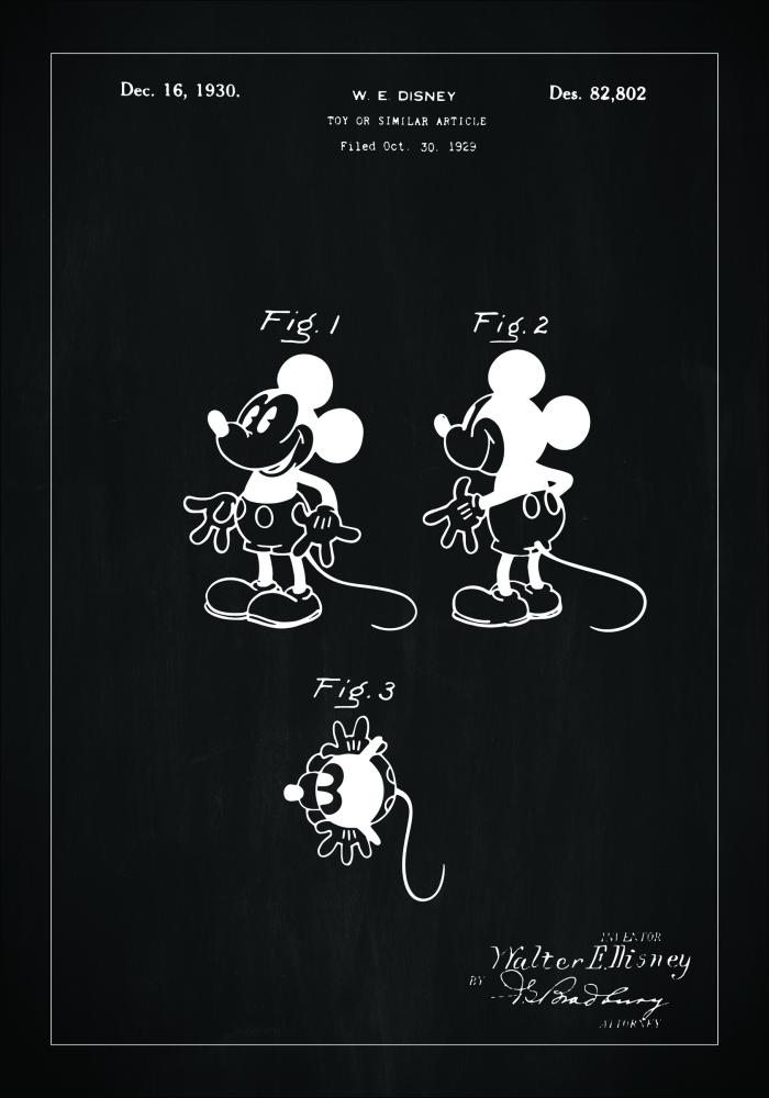 Schiță - Disney - Mickey Mouse - Negru Poster