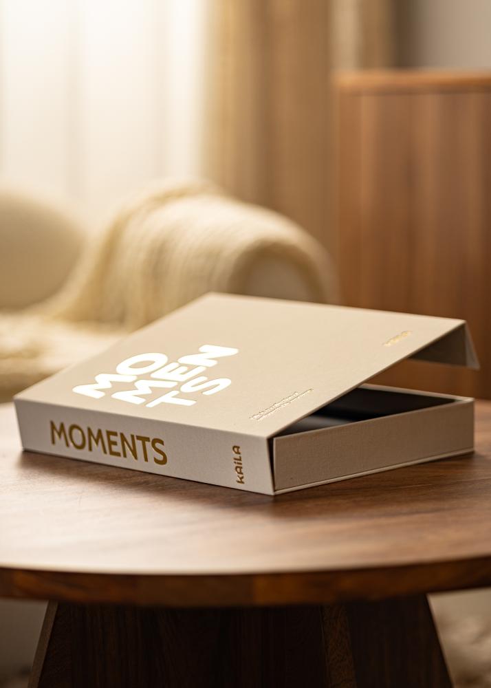 KAILA MOMENTS Creme - Coffee Table Photo Album (60 Negre Pagini / 30 foi)