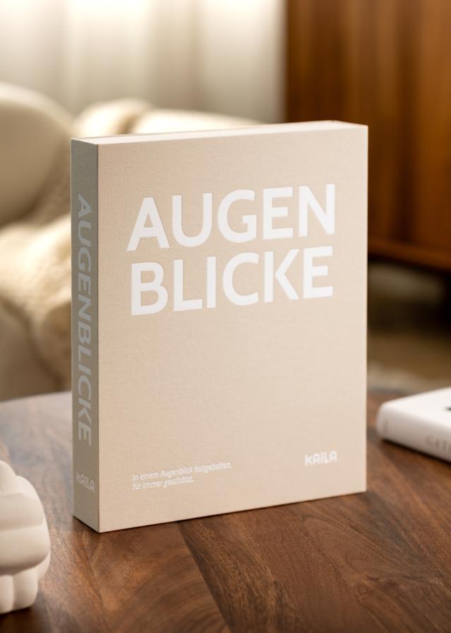 KAILA AUGENBLICKE Creme - Coffee Table Photo Album (60 Negre Pagini / 30 foi)