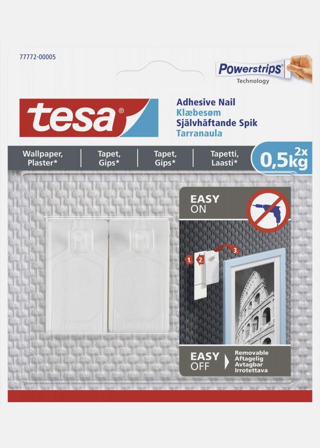 Tesa - Cui autoadeziv pentru toate tipurile de perete (max 2x0,5kg)