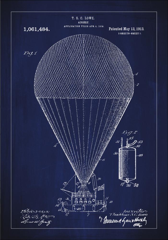 Schiță - Aerostat - Albastru Poster