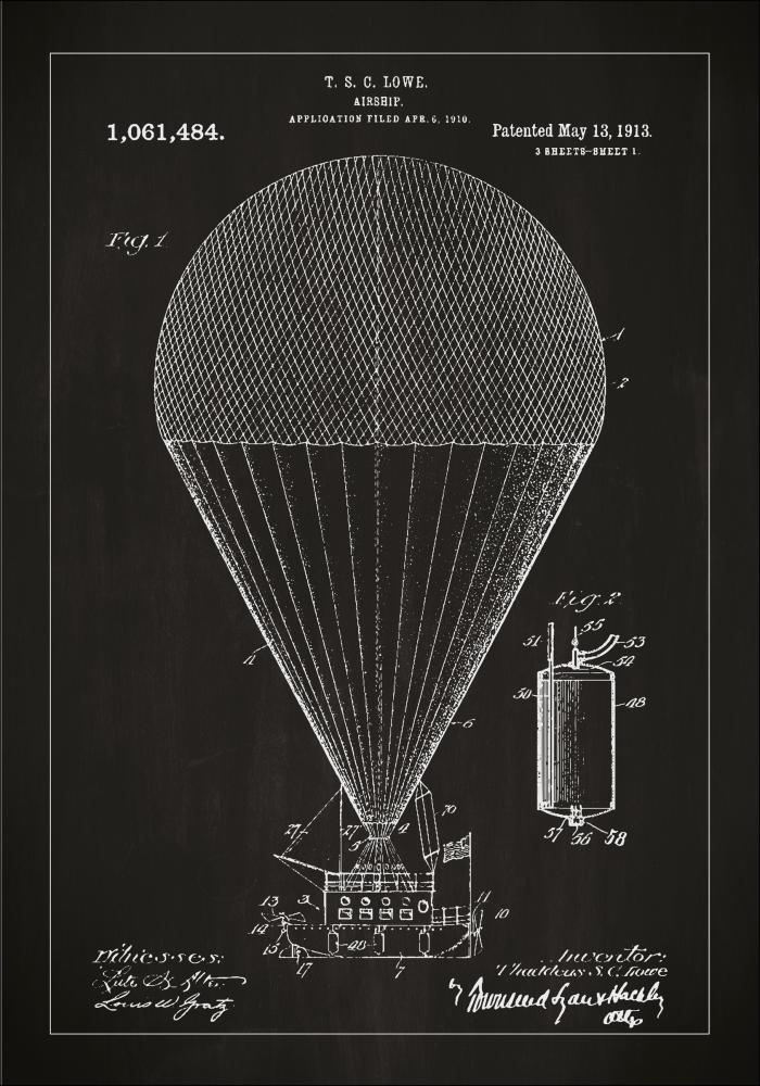 Schiță - Aerostat - Negru Poster