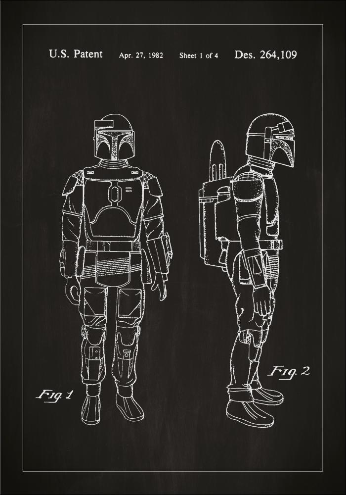 Schiță - Star Wars - Boba Fett - Negru Poster