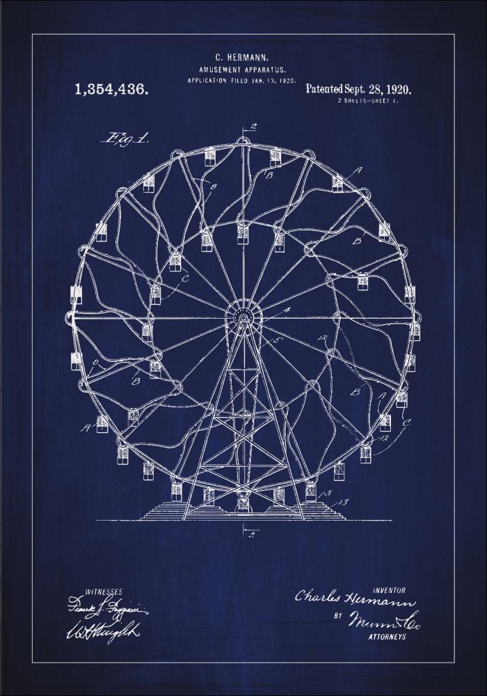 Schiță - Roată Ferris - Albastru Poster