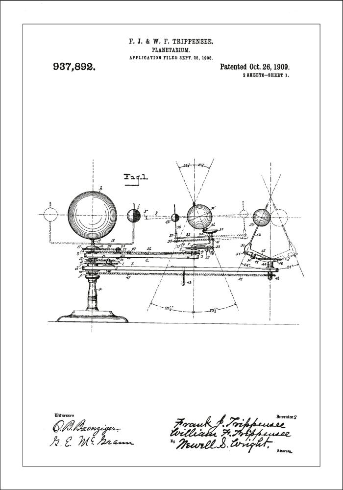 Schiță - Planetariu - Alb Poster