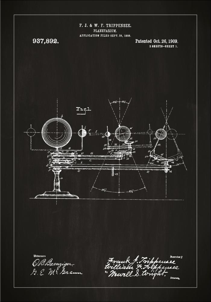 Schiță - Planetariu - Negru Poster