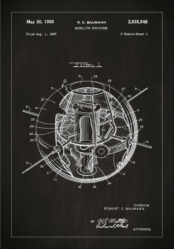 Schiță - Satelit - Negru Poster