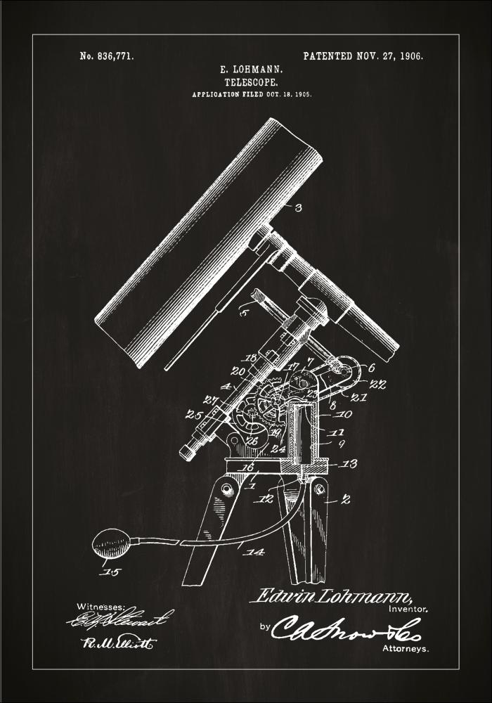 Schiță - Telescop - Negru Poster