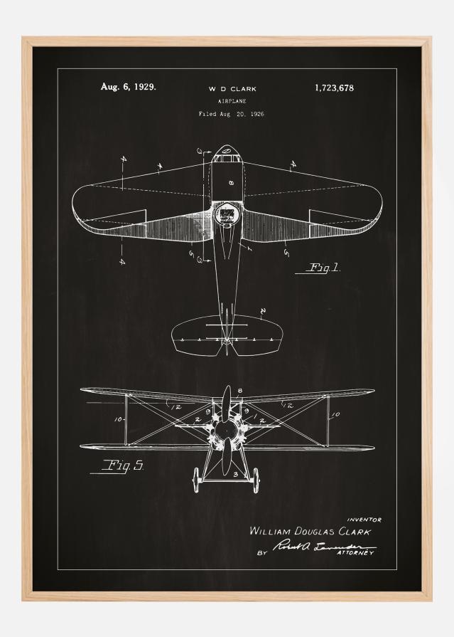 Schiță - Avion - Negru Poster