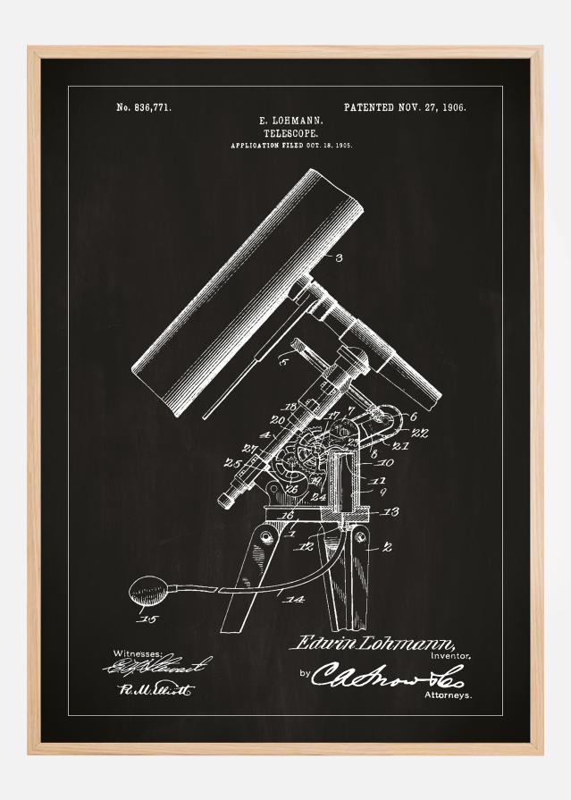 Schiță - Telescop - Negru Poster