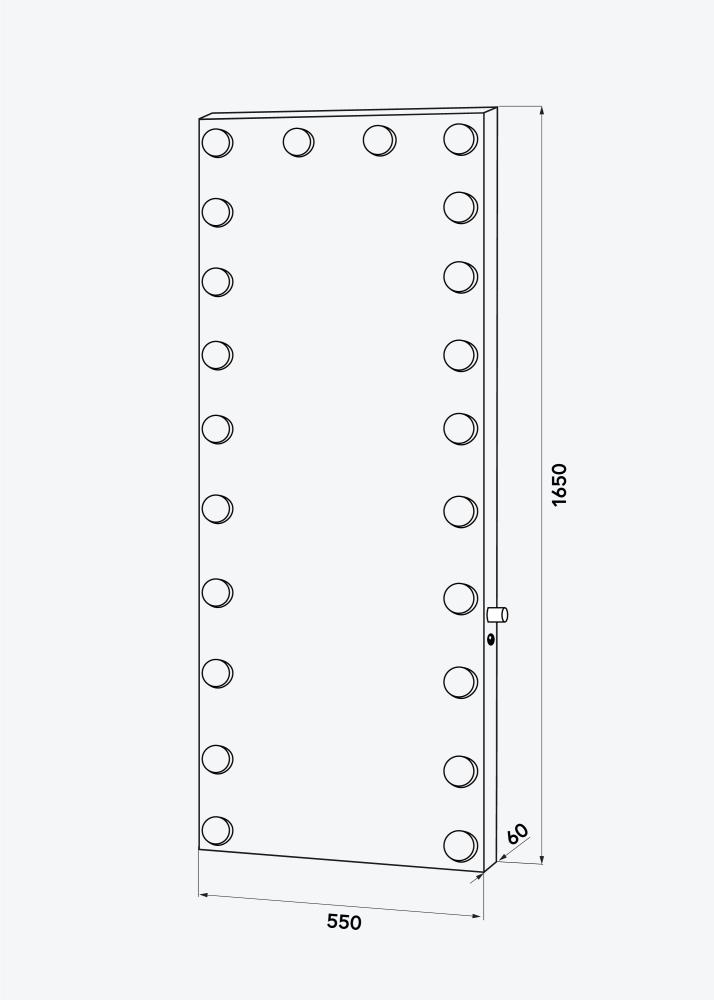 KAILA Oglindă Înalt LED Negru 55x165 cm