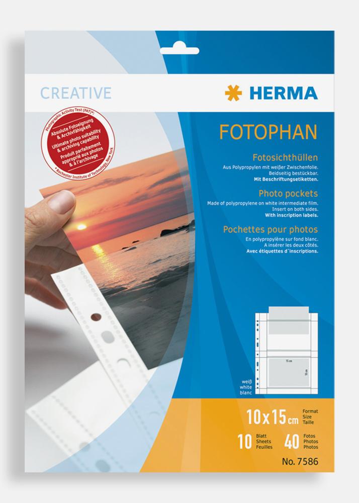 Herma Buzunare pentru fotografii 10x15 cm Orizontal - Set de 10 Albe