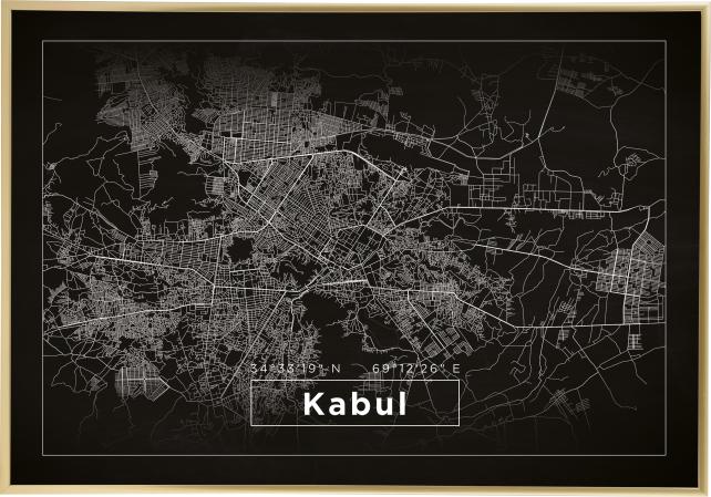 Hartă - Kabul - Negru Poster