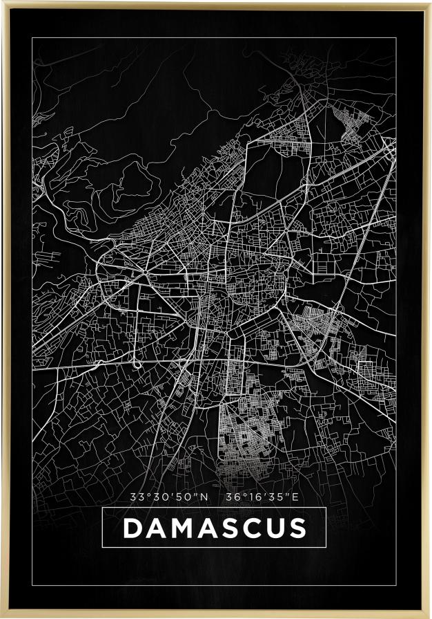 Hartă - Damascus - Negru Poster