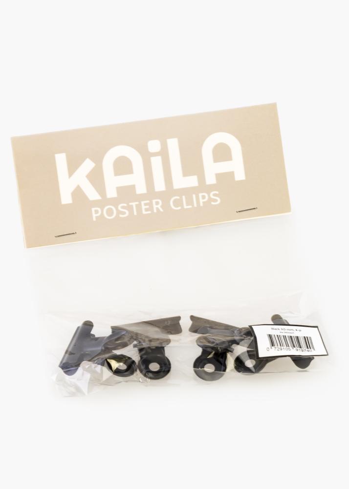 KAILA Poster Clip Black 30 mm - 4 buc.