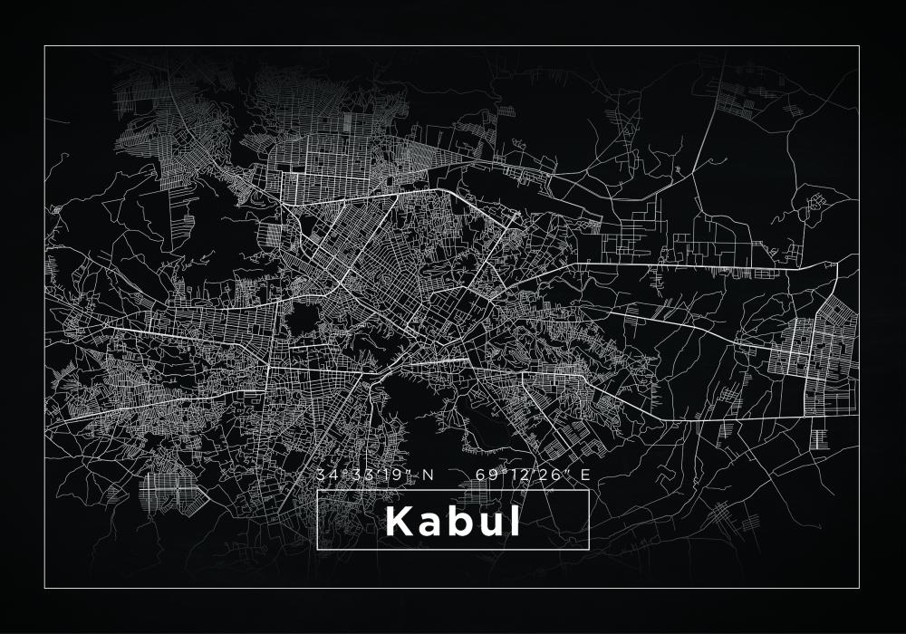 Hartă - Kabul - Negru Poster