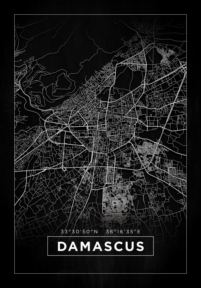 Hartă - Damascus - Negru Poster