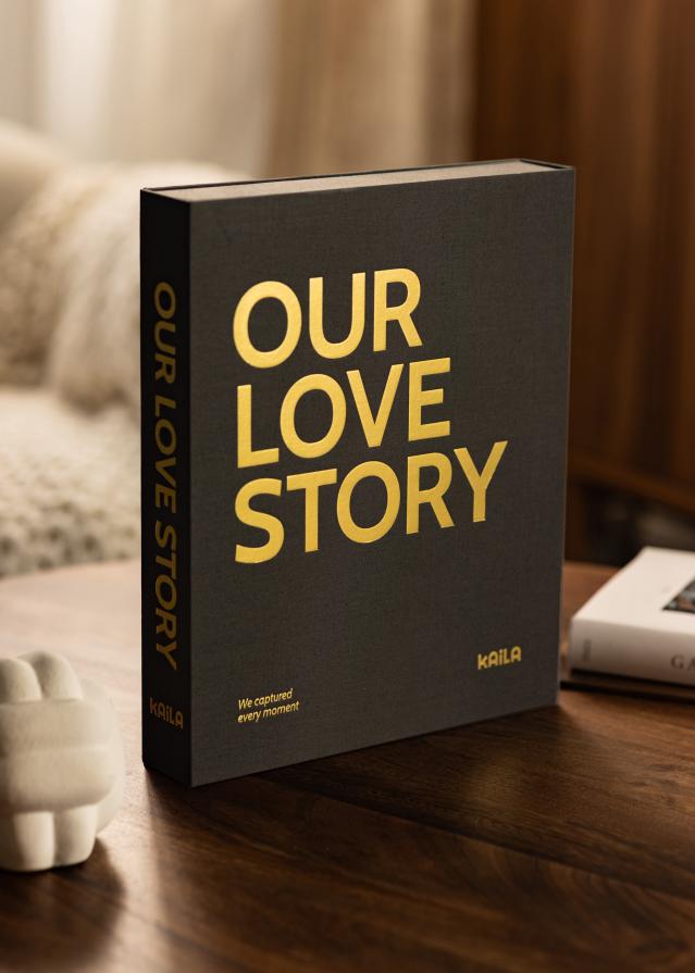 KAILA OUR LOVE STORY Black - Coffee Table Photo Album (60 Negre Sidor)