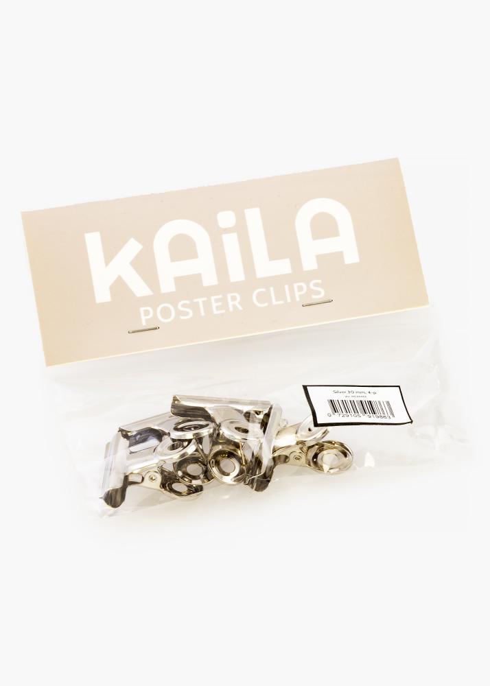 KAILA Poster Clip Argintiu 30 mm - 4 buc.