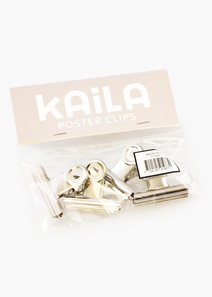 KAILA Poster Clip Argintiu 40 mm - 4 buc.