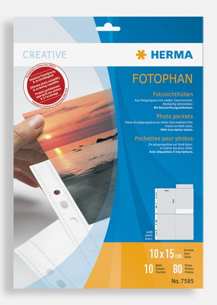 Herma Buzunare pentru fotografii 10x15 cm Vertical - Set de 10 Albe