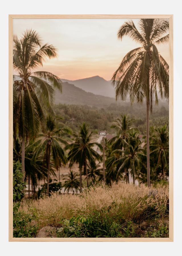 Palm Trees On Mountain Poster