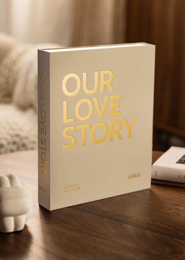 KAILA OUR LOVE STORY Creme - Coffee Table Photo Album (60 Negre Sidor)