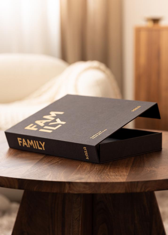 KAILA FAMILY Creme - Coffee Table Photo Album (60 Negre Pagini / 30 foi)