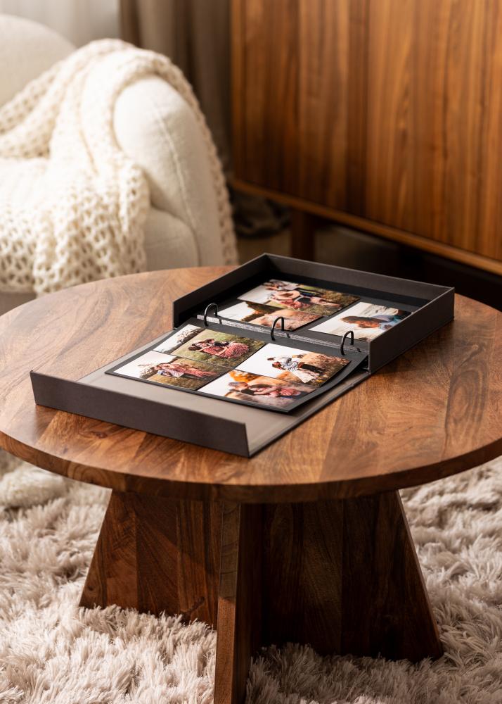 KAILA FAMILY Creme - Coffee Table Photo Album (60 Negre Pagini / 30 foi)