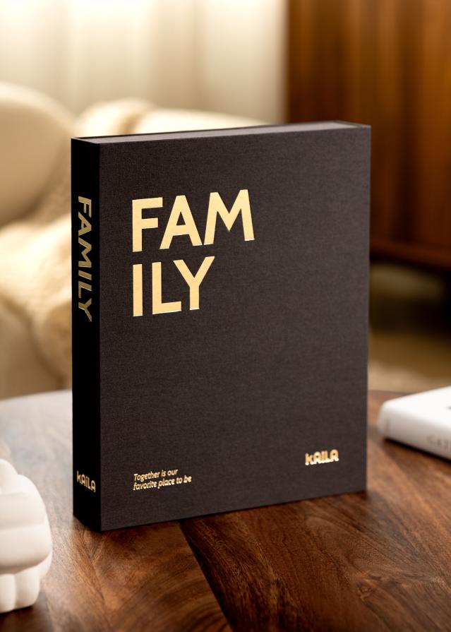 KAILA FAMILY Creme - Coffee Table Photo Album (60 Negre Pagini / 30 foi)