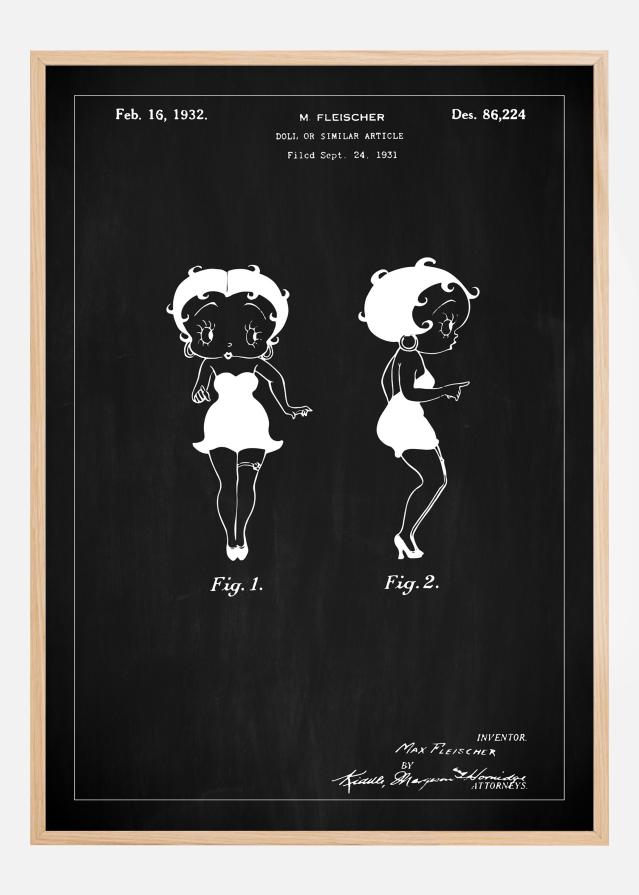 Schiță - Betty Boop - Negru Poster