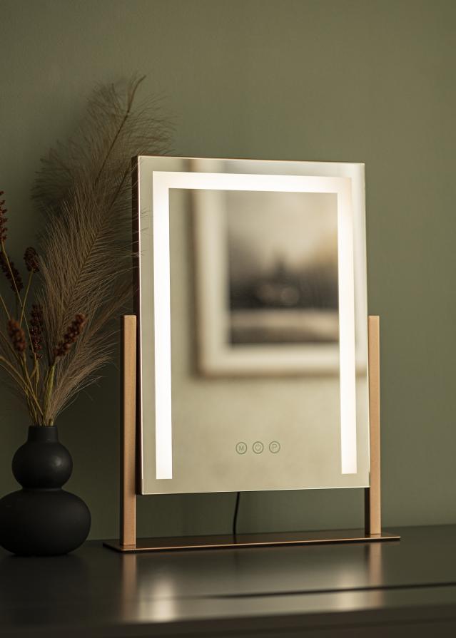 KAILA Oglindă pentru machiaj Stand LED Roz auriu 30x41 cm