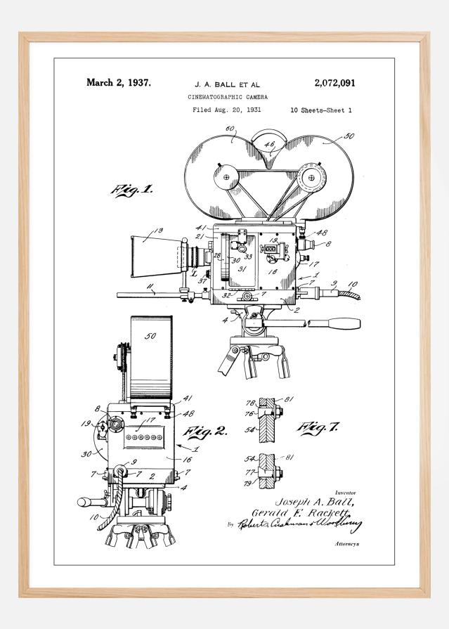 Patent Print - Cinematic Camera - White Poster