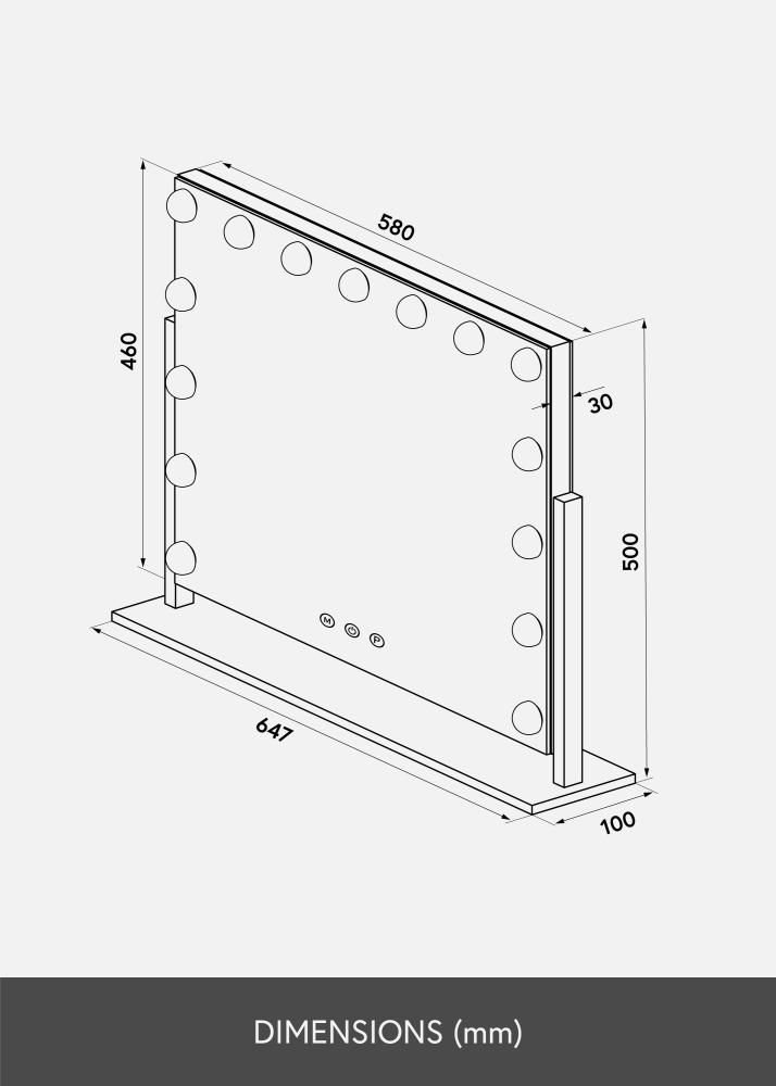 KAILA Oglindă pentru machiaj Soft Corner LED Argintiu 65x50 cm