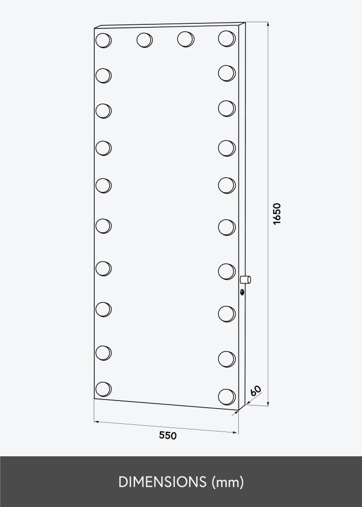 KAILA Oglindă Înalt LED Argintiu 55x165 cm