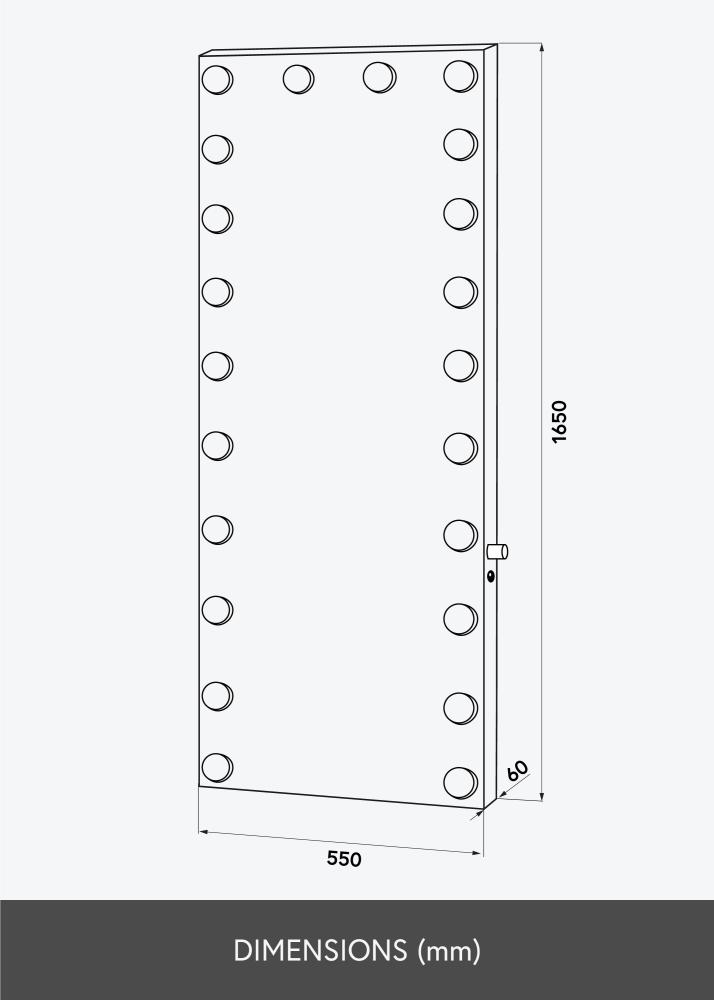 KAILA Oglindă Înalt LED Negru 55x165 cm