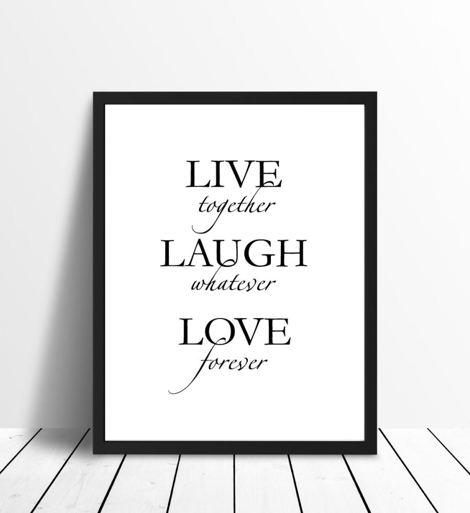 Live, laugh, love - Negru Poster