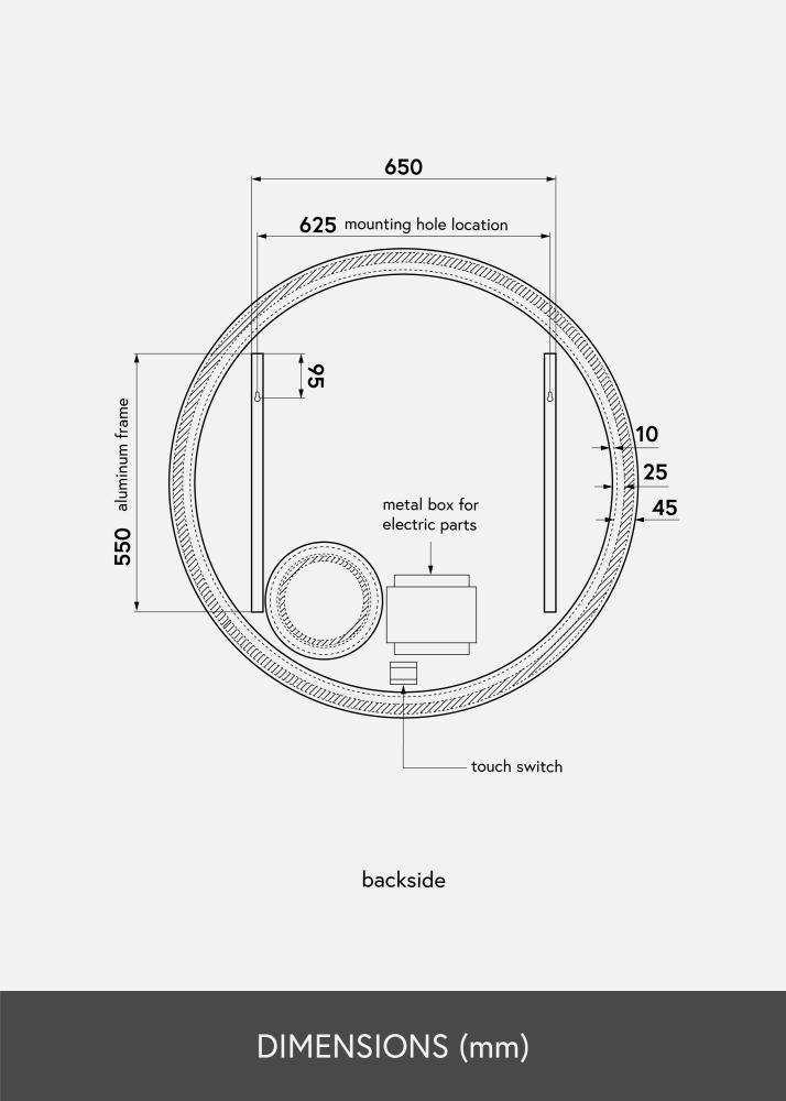 KAILA Oglindă Circular Magnifying LED 100 cm Ø