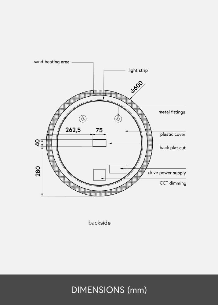 KAILA Oglindă Circular LED 60 cm Ø