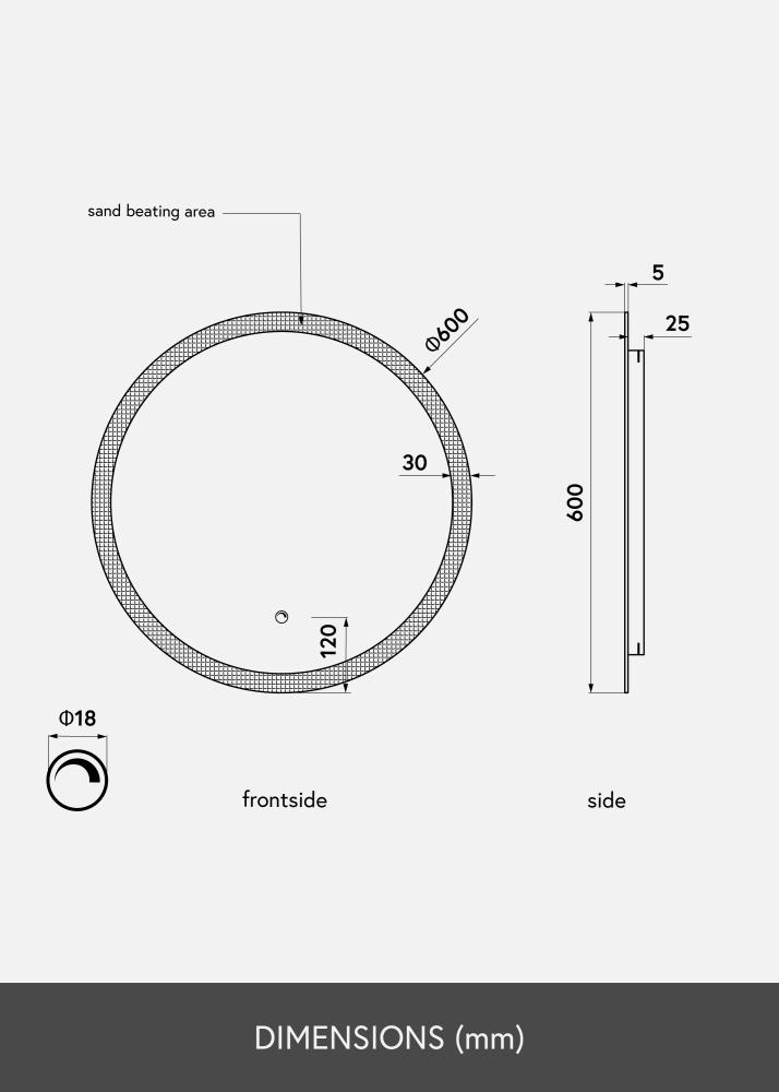 KAILA Oglindă Circular LED 60 cm Ø