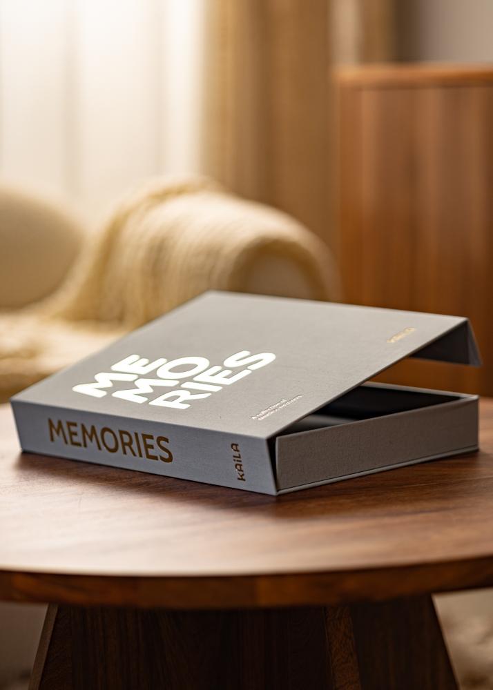 KAILA MEMORIES Grey - Coffee Table Photo Album (60 Negre Pagini / 30 foi)