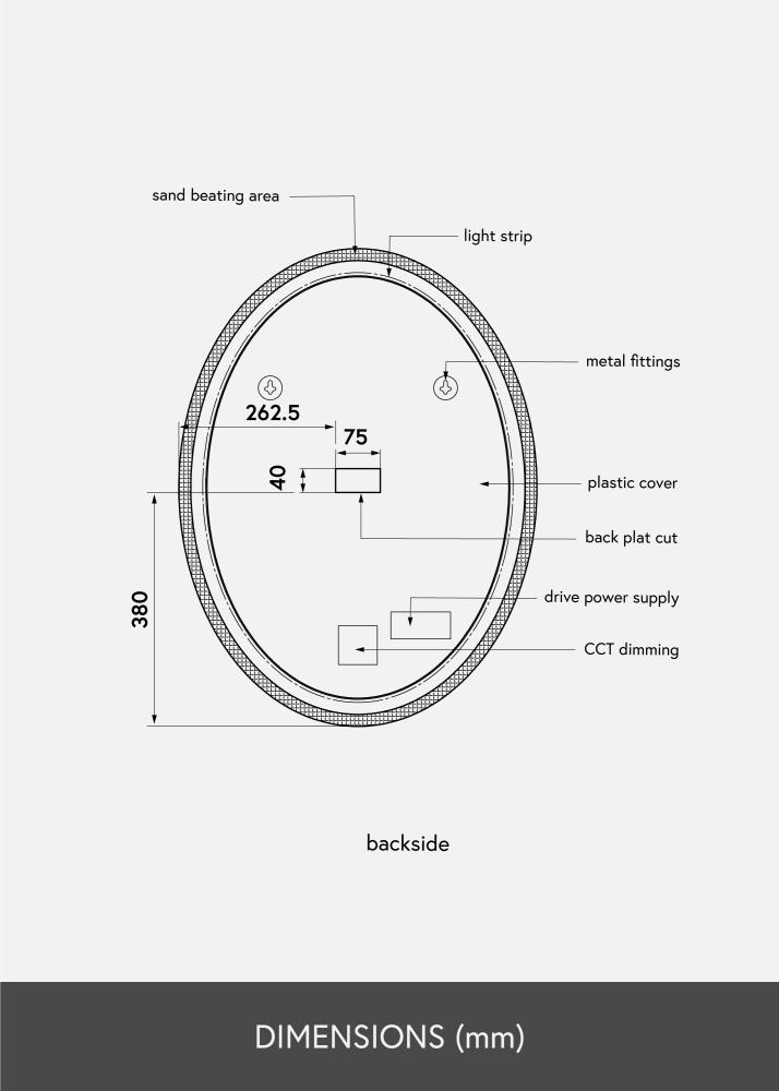 KAILA Oglindă Oval LED 60x80 cm