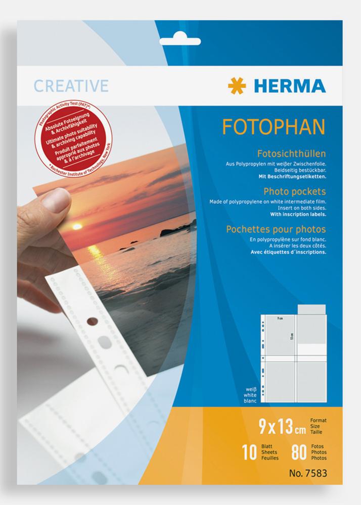 Herma Buzunare pentru fotografii 9x13 cm Vertical - Set de 10 Albe