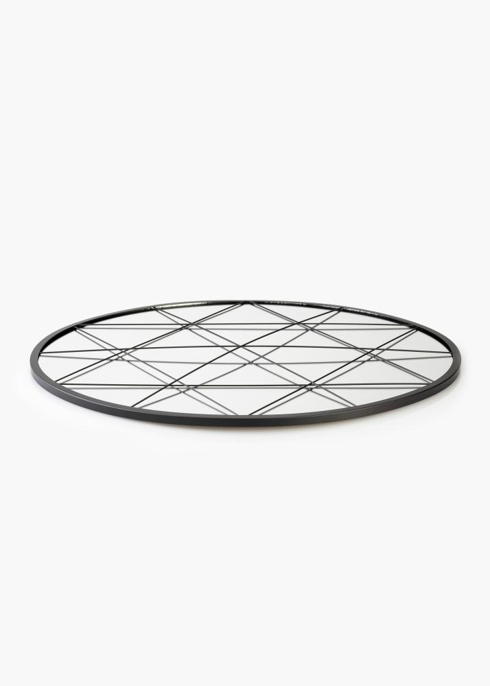 KAILA Rotund Oglindă Triangles - Negru 55 cm Ø