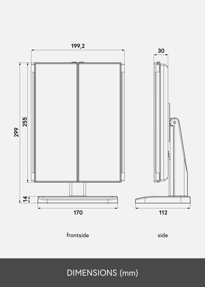 KAILA Oglindă pentru machiaj Fold II Negru - 38x25 cm